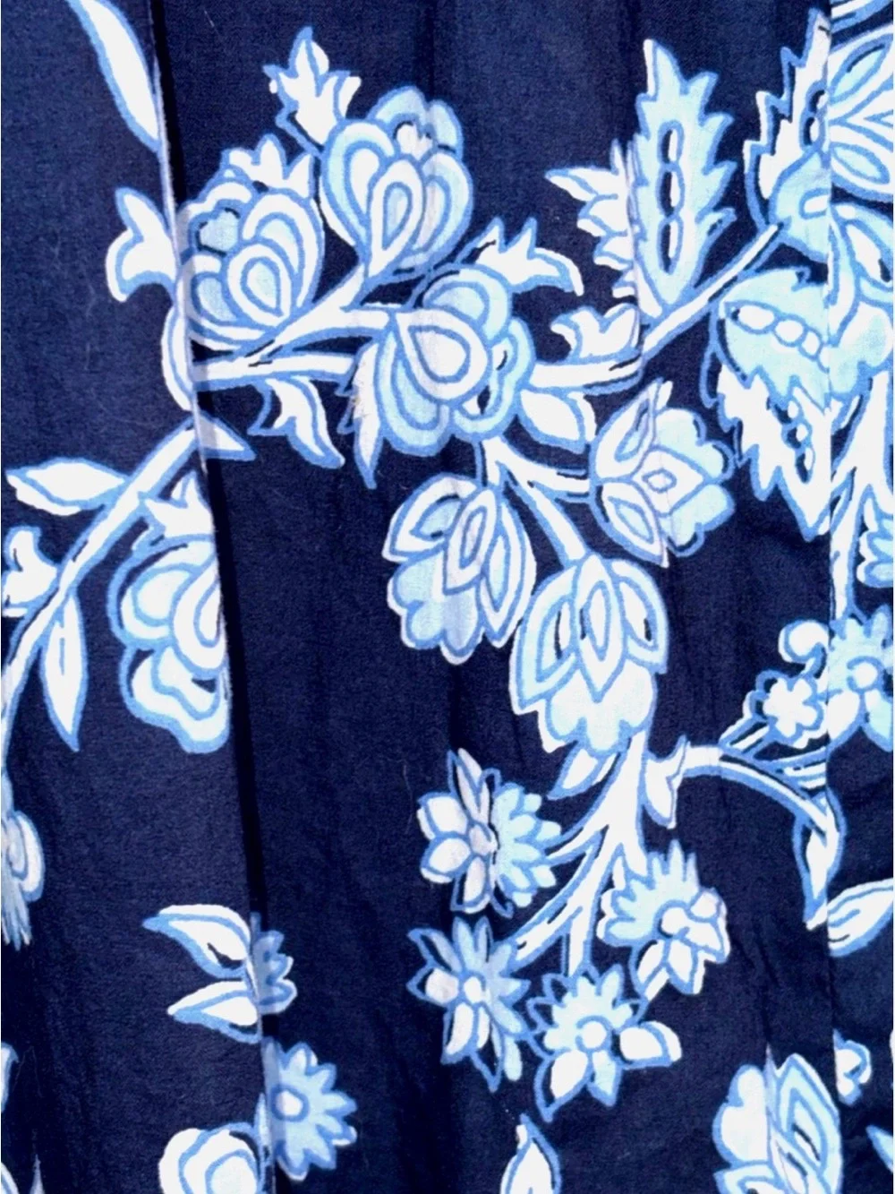 J.Crew Peasant Blouse XS Navy Blue Floral Tie Neck Boho Long Sleeve